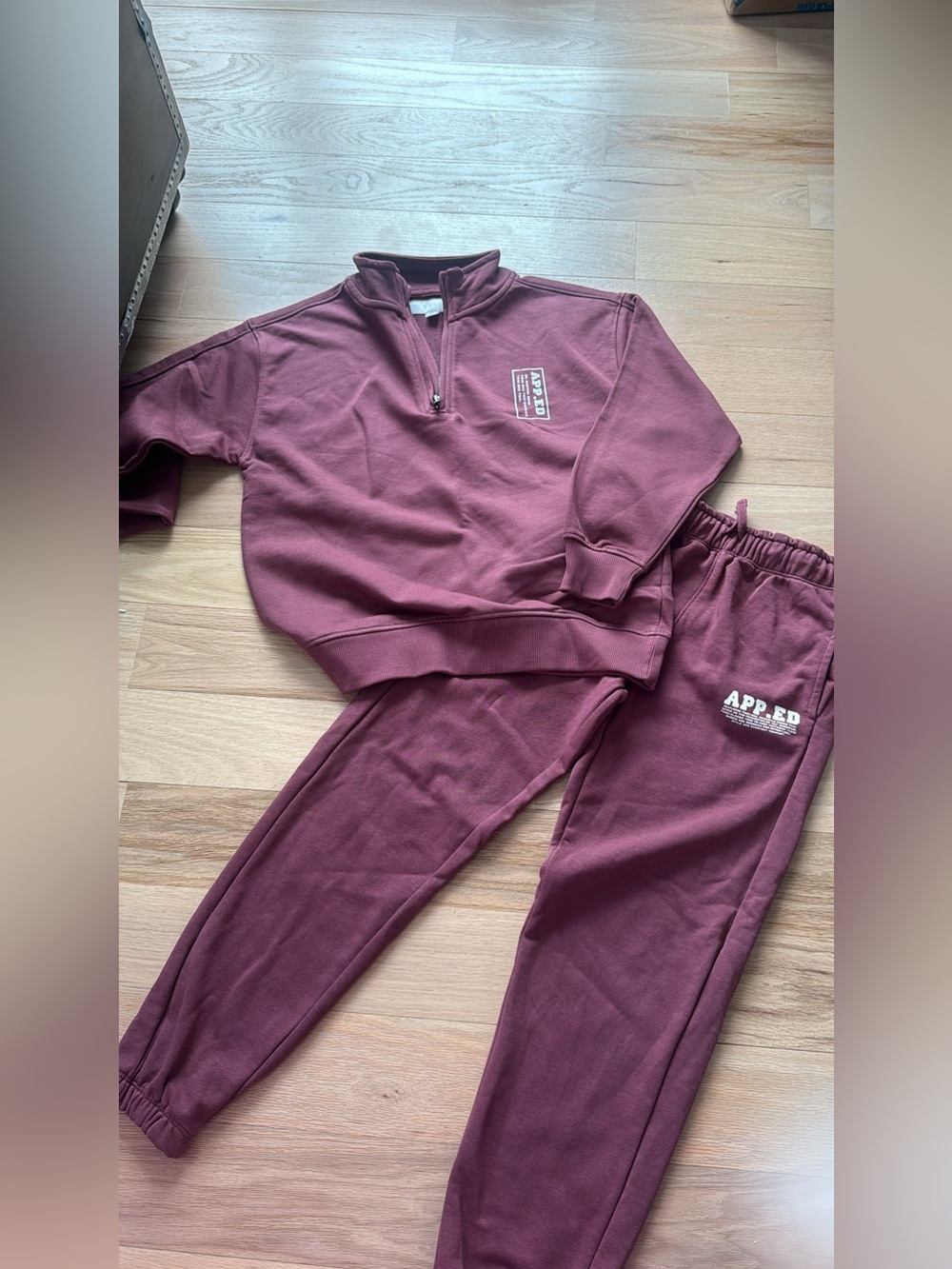 Zara Kids Maroon Quarter-Zip Sweatshirt & Jogger Set